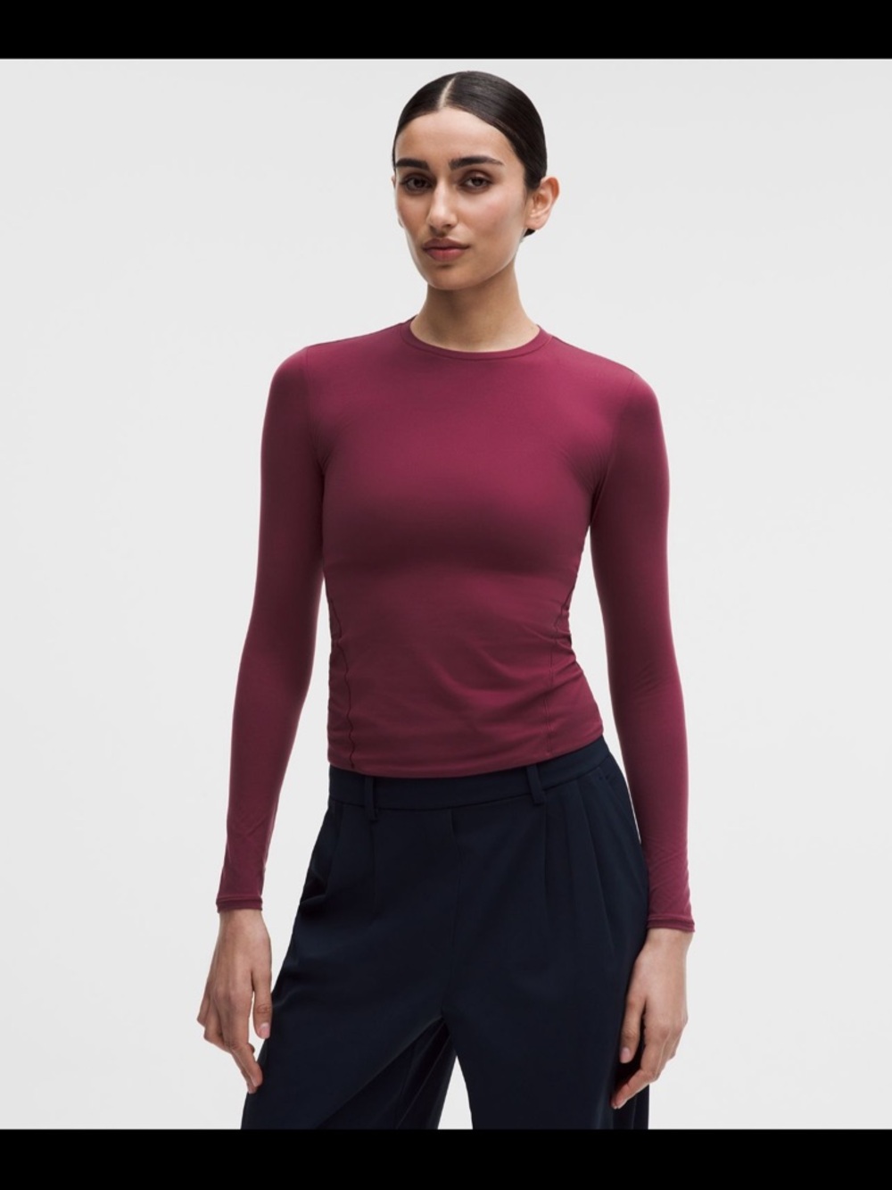 lululemon athletica Long Sleeve Crew Top in Wine Red